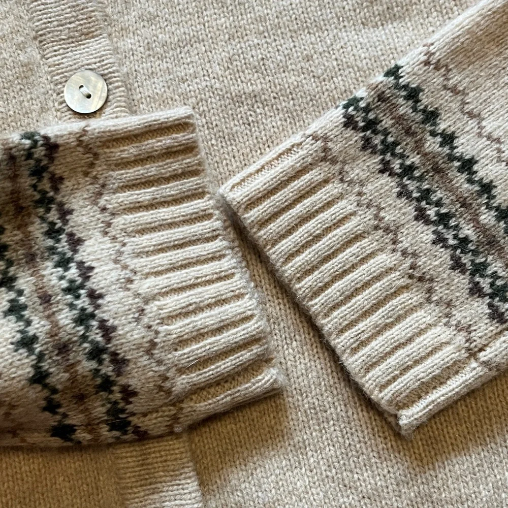 Appleseed’s Squirrel Fair Isle Wool Cardigan Sweater - Picture 13 of 17